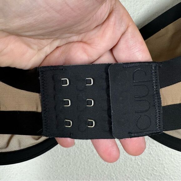 CUUP Sheer Balconette Bra Underwire Support Tan Black Nude Women’s Size 38F - Picture 4 of 5